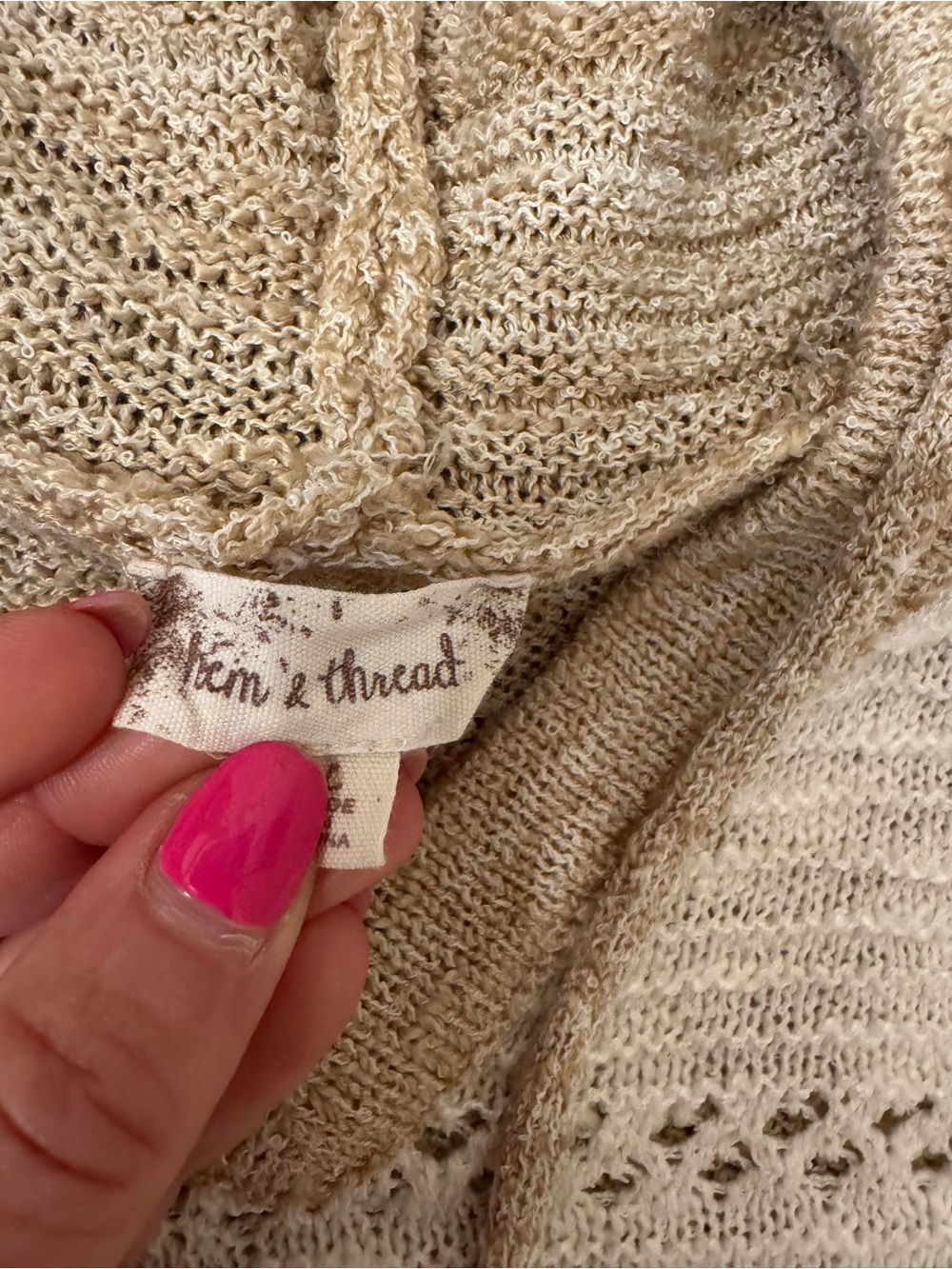 Hem & Thread Multicolor Open-Knit Hoodie - Picture 3 of 6